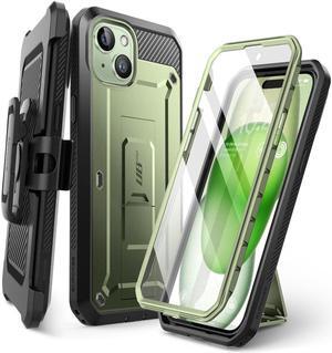 SUPCASE Unicorn Beetle Pro Case for iPhone 15 6.1", Built-in Screen Protector & Kickstand & Belt-Clip Heavy Duty Rugged Case  Green