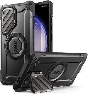 SUPCASE UBMag XT for Samsung Galaxy S24 Ultra Case with Camera Cover, [Compatible with Wireless Charge] Heavy Duty Rugged Case with Built-in Kickstand (Black)
