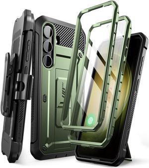 SUPCASE UB Pro Case for Samsung Galaxy S24, [2 Front Frame] [Military-Grade Protection] Heavy Duty Rugged Case with Built-in Screen Protector & Kickstand & Belt-Clip  Green