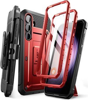 SUPCASE UB Pro Case for Samsung Galaxy S24 Plus, [2 Front Frame] [Military-Grade Protection] Heavy Duty Rugged Case with Built-in Screen Protector & Kickstand & Belt-Clip Red
