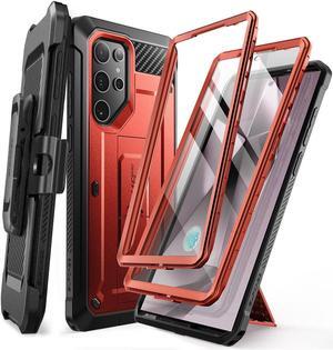 SUPCASE UB Pro Case for Samsung Galaxy S24 Ultra, [2 Front Frame] [Military-Grade Protection] Heavy Duty Rugged Case with Built-in Screen Protector & Kickstand & Belt-Clip Red