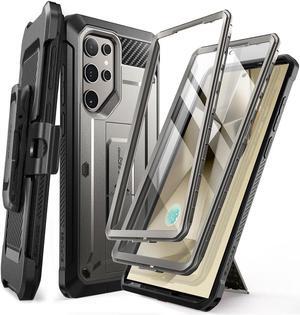 SUPCASE UB Pro Case for Samsung Galaxy S24 Ultra, [2 Front Frame] [Military-Grade Protection] Heavy Duty Rugged Case with Built-in Screen Protector & Kickstand & Belt-Clip Gray