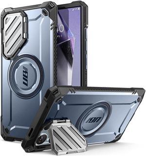 SUPCASE UBMag XT for Samsung Galaxy S24 Ultra Case with Camera Cover, [Compatible with Wireless Charge] Heavy Duty Rugged Case with Built-in Kickstand Blue