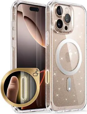 SUPCASE for iPhone 16 Pro Max Case with Camera Control Capture Button (Unicorn Beetle Mag), [Compatible with MagSafe] [Military-Grade Protection] Slim Clear Magnetic Phone Case (GlitterPink)
