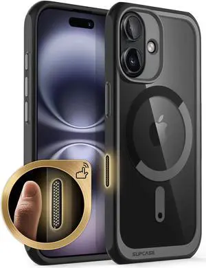 SUPCASE for iPhone 16 Case with Camera Control Capture Button (Unicorn Beetle Mag), [Compatible with MagSafe] Slim Shockproof Protective Magnetic Phone Case for iPhone 16 6.1'' 2024, Black