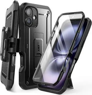SUPCASE for iPhone 16 Plus Case with Screen Protector (Unicorn Beetle Pro), [Built-in Stand & Belt-Clip] [Military-Grade Protection] Full Body Heavy Duty Phone Case for iPhone 16 Plus 6.7", Black