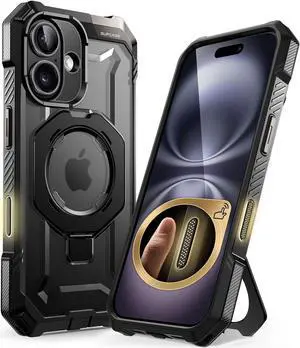 SUPCASE for iPhone 16 Case with Camera Control Capture Button (Unicorn Beetle Grip), [Compatible with MagSafe] Heavy Duty Rugged Magnetic Stand Phone Case for iPhone 16 6.1'' 2024, Black