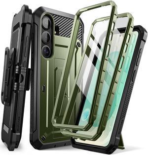 SUPCASE Unicorn Beetle Pro for Samsung Galaxy S25 Case with Stand, [2 Front Frames] [Built-in Screen Protector & Belt-Clip] Military-Grade Protection Phone Cover for Galaxy S25 6.2 Inch (Green)