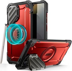 SUPCASE UBMag XT for Samsung Galaxy S25 Ultra Case with Camera Cover Stand, [S Pen Friendly] [Flawless Touch] Magnetic Phone Case [Military-Grade Protection] MagSafe Cover for S25 Ultra 6.9", Red