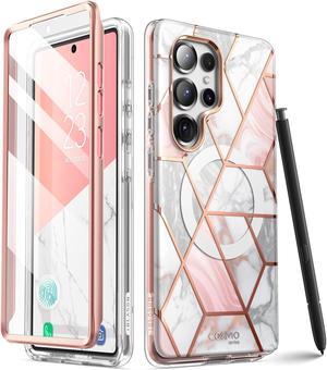 i-Blason Cosmo for Samsung Galaxy S25 Ultra Case with Built-in Screen Protector [Strong Magnetic Absorption] [Support Fingerprint ID] Magnetic Phone Case MagSafe Cover for S25 Ultra 6.9" (Marble)