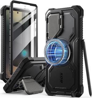 i-Blason Armorbox for Samsung Galaxy S25 Ultra Case with Camera Cover Stand [Military Protection] Full-Body Heavy Duty Magnetic Phone Case MagSafe Cover with Screen Protector for S25 Ultra 6.9", Black