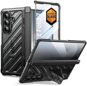 SUPCASE UB Pro for Samsung Galaxy Z Fold 7 Case with Kickstand, [Built-in Tempered Glass Screen Protector] [Hinge Coverage] [Military-Grade Protection] Full-Body Heavy-Duty Rugged Phone Cover, BLACK