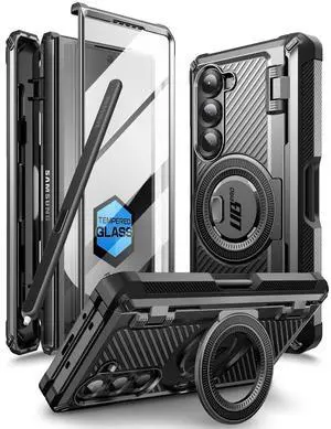 SUPCASE UB Pro Mag for Samsung Galaxy Z Fold 6 MagSafe Case with S Pen Holder [Military Grade] [Built-in Screen Protector & Magnetic Ring Holder] Rugged Shockproof Phone Case Cover, Black