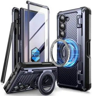 SUPCASE UB Pro Mag for Samsung Galaxy Z Fold 6 MagSafe Case with S Pen Holder [Military Grade] [Built-in Screen Protector & Magnetic Ring Holder] Rugged Shockproof Phone Case Cover, Blue