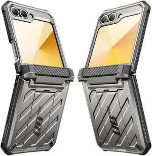 SUPCASE Unicorn Beetle Pro for Samsung Galaxy Z Flip 7 FE / 6 / 5 Case with Stand & Belt-Clip, [Hinge Protection] [Screen Protector] Full Body Rugged Phone Cover for Galaxy Z Flip 7 FE / 6 / 5, TiGray