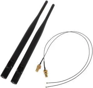 2 6dBi M.2 IPEX MHF4 U.fl Cable to RP-SMA Wifi Antenna Signal Cable Set for Intel AC 9260 9560 8265 8260 7265 7260 NGFF M.2 Card