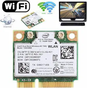 876M Dual Band 2.4+5G Bluetooth V4.0 Wifi Wireless Mini PCI-Express Card For Intel 7260 AC DELL 7260HMW CN-08TF1D