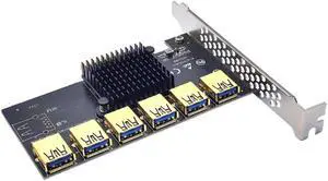 PCIe Adapter PCI Express 1X to X16 Expansion Riser PCI-E 1 to 6 USB3.0 Multiplier Card Computer Graphics Card for Mining PCIe Adapter PCI Express 1X to X16 Expansion Riser PCI-E 1 to 6 USB3.0 Multiplier Card Computer Graphics Card for Mining