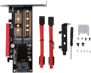 PCI-E 3.0 X16 to M.2 SSD PCIE to M2 Adapter Raiser M Key B Key mSATA 2 x 7Pin SATA Port NVME M2 SSD AHCI mSATA 3 in 1 Riser Card