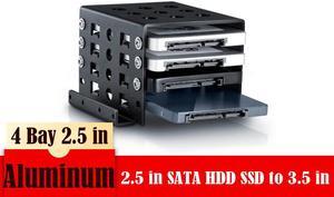 4-Bay 2.5" To 3.5" Inch Adapter Bracket Hard Drive Caddy SSD Aluminum Alloy Chassis Hard Drive Internal Mounting Tray Caddy Bay