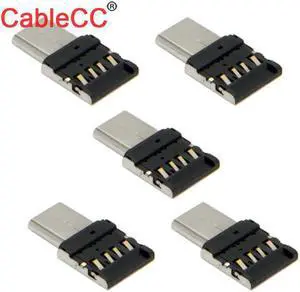 5pcs USB-C Type-C Ultra Mini to USB 2.0 OTG Adapter for Cell Phone Tablet & USB Cable & Flash Disk