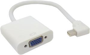 90 Degree Right Angled Mini DP DisplayPort Male to VGA RGB Monitor Projector Adapter Cable White Color