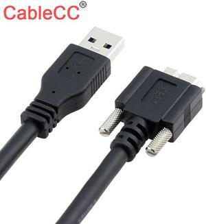 Cablecc   120cm USB 3.0 A type Cable Male to Micro USB 3.0 B Male with Mount Panel Screws for Hard Disk Mobile Phone