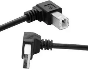 Down Angled USB 2.0 A Male to B Male 90 Degree Up Angled Printer Scanner HDD Cable 35cm