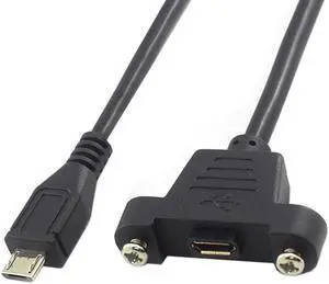 Micro USB 5Pin Male to Female Extension Panel Mount Type Cable with Screws 50cmPanel Mount Type