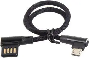 Micro USB 5Pin to USB 2.0 Left Right Angled 90 Degree Data Cable with Sleeve for Tablet & Phone 15cm