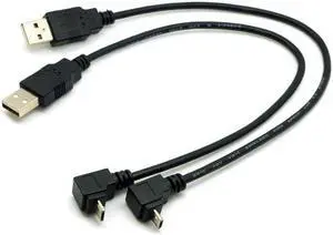 2pcs USB 2.0 Male to Micro USB  90 Degree Up & Down Angled Cable for Cell Phone Tablet