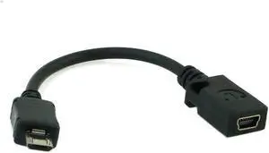 Micro USB Male to Mini USB Female Data Charge Cable 10cm