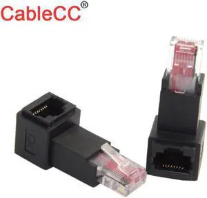 CableCC Down Angled 90 Degree 8P8C FTP STP UTP Cat 5e Male to Female Lan Ethernet Network Extension Adapter
