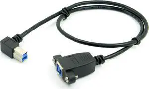 USB 3.0 Back Panel Mount B Type Female To Right Angled 90 Degree B Type Male Extension Cable 0.5m
