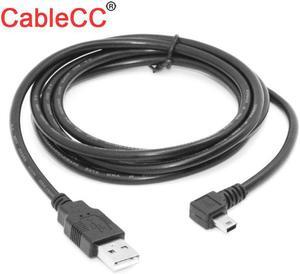 CableCC Mini USB B Type 5pin Male 90 Degree Left Angled  to USB 2.0 Male Data Cable Black 1.8m