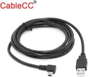 CableCC Mini USB B Type 5pin Male 90 Degree Right Angled  to USB 2.0 Male Data Cable 1.8m 6ft