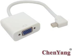 Chenyang VGA RGB monitor Projector Adapter to Right Angled 90 degree Mini DisplayPort DP Male Cable White color