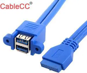 Motherboard 20Pin to Stackable USB 3.0 Female Panel Type Dual Ports Header Cable 50cm Motherboard 20Pin to Stackable USB 3.0 Female Panel Type Dual Ports Header Cable 50cm