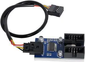 9pin USB 2.0 Header 1 to 2 Female Motherboard Extension Cable HUB Connector Adapter Port Multilier 9pin USB 2.0 Header 1 to 2 Female Motherboard Extension Cable HUB Connector Adapter Port Multilier