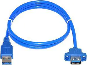USB 3.0 A Type Male to Female Extension Cable with Panel Mount Screws Holes