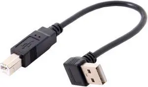 Chenyang  B type Male to  down  Angled USB 2.0 Male Cable for Printer scanner Hard Disk 20cm