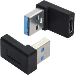 USB-C Type C Female 90 Degree Up Angled to USB 3.0 A Male Data Adapter