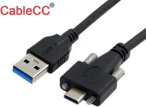 USB 3.1 Type-C Dual Screw Locking to Standard USB 3.0 Data Cable 1.2m Panel Mount Type