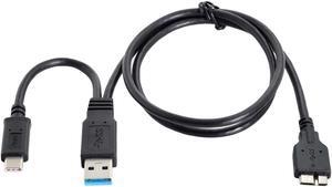 USB-C USB 3.1 Type-C & USB 3.0 Type-A Host to Micro USB 3.0 Target Combo Data Cable for Disk