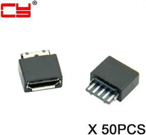 50Pcs Micro USB Type B 5 Pin Female Jack Port Socket Adapter Connector Solder Type Repair Parts Gold Flash Plating Contact