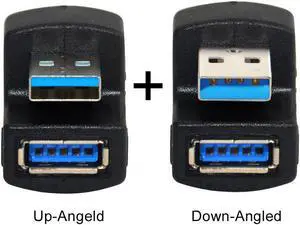 A Male to Female Extension 180 Degree 5Gbps 1 Set Up & Down Angled USB 3.0 Adapter