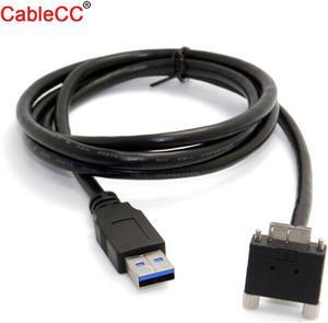 3m 90 Degree Right Angled Micro USB Screw Mount to USB 3.0 Data Cable for Point Grey Chameleon Camera