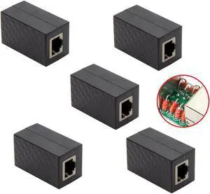 5pcs/lot RJ45 UTP STP CAT6 CAT5e Female to Female Network Lan Adapter Extender with Lightning Protection & Shield Black