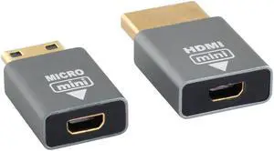 2pcs/set Adapter 4K & HDTV 1.4 Male Compatible Micro HDTV Female to Mini Male