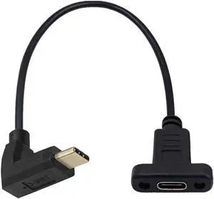 USB 3.1 Type C USB-C Male to USB-C Female Extension Data Cable 90 Degree Up & Down Angled 30cm